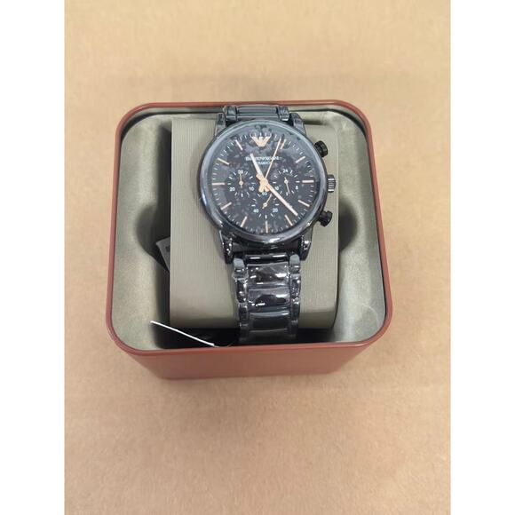 Emporio Armani AR1509 Men's Chronograph Black Ceramic Watch - Picture 1 of 6